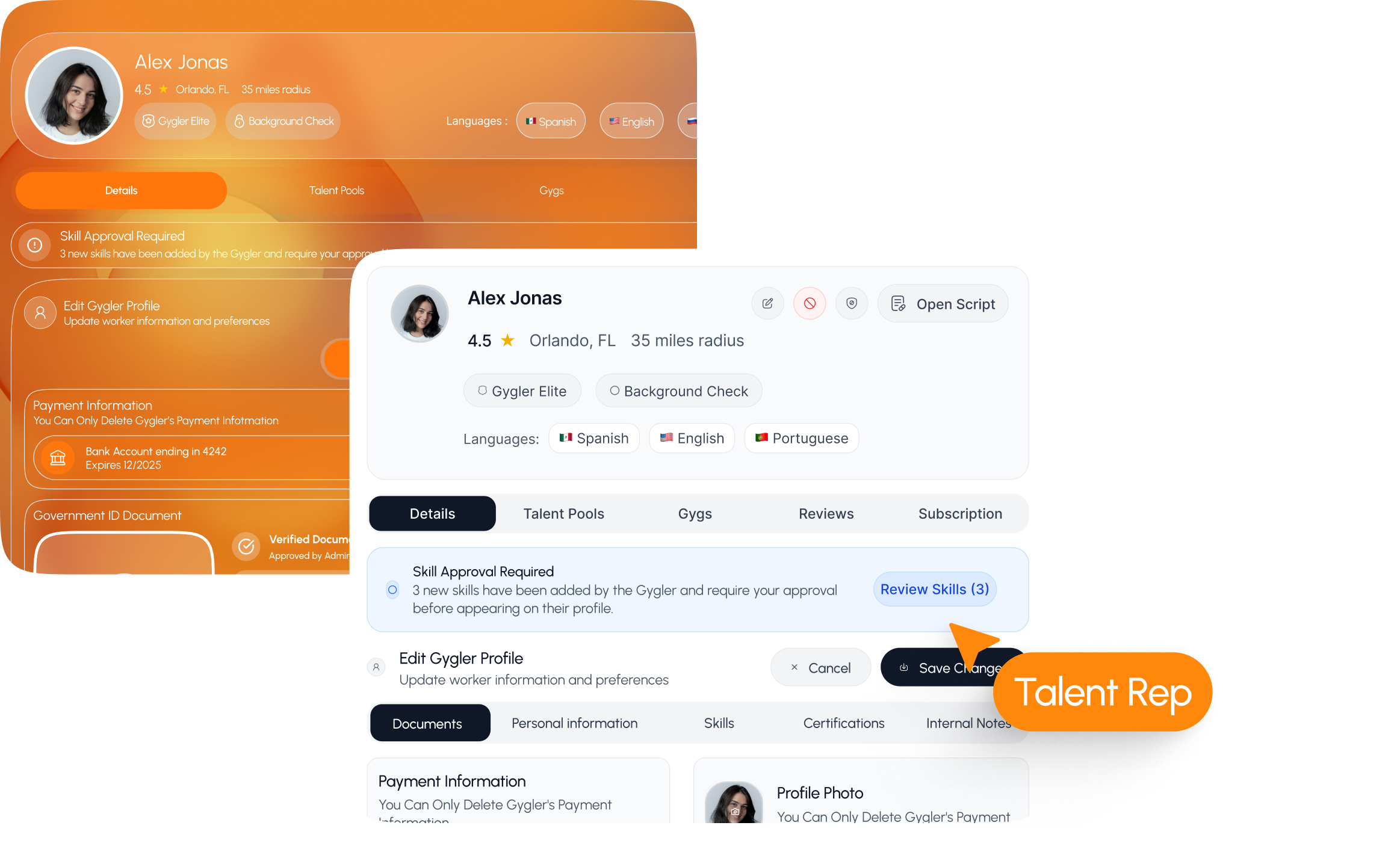 Dedicated talent representative workflow