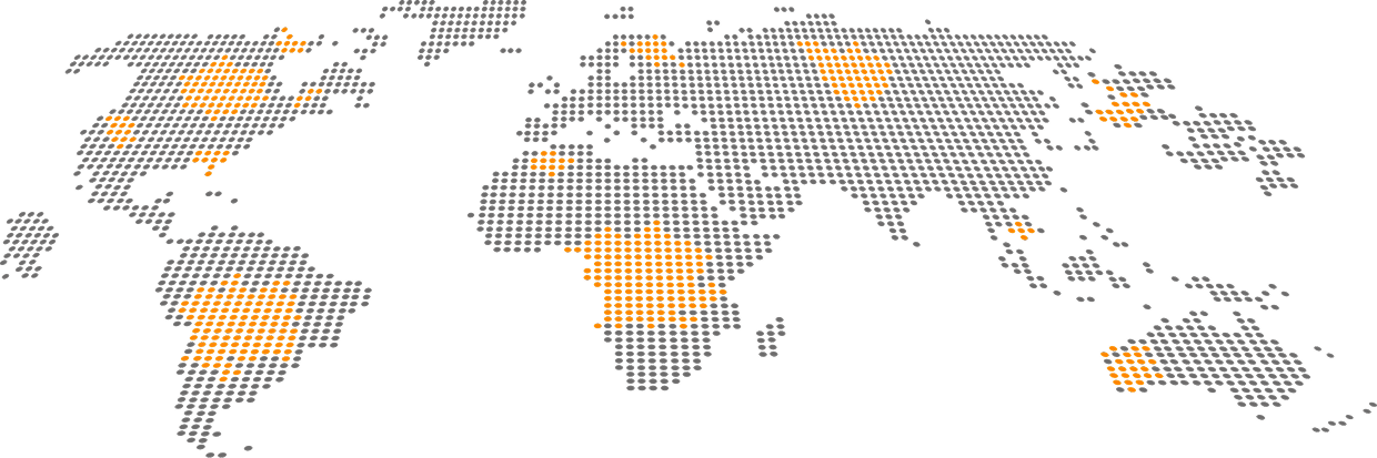 Global map highlighting workforce coverage regions